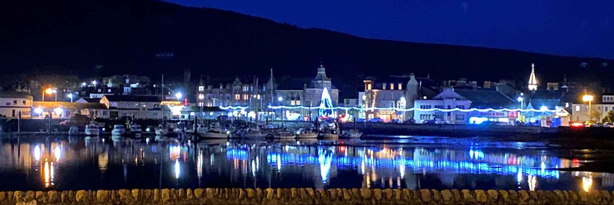 Christmas lights at Campbeltown harbour