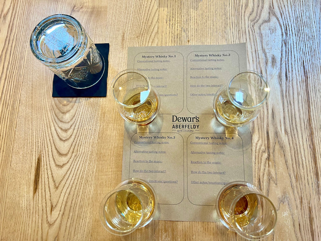 whisky tasting at Dewar's distillery in Aberfeldy