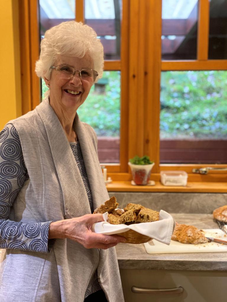 Sheila with her homemade bread at The Heathers B&B