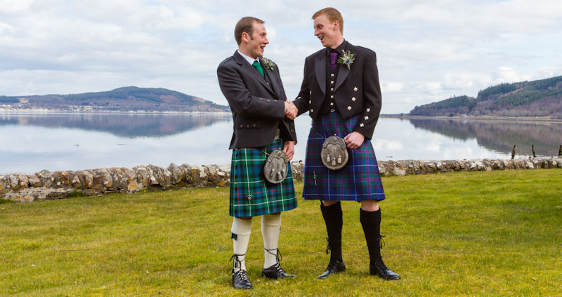 Men in kilts at Scottish wedding