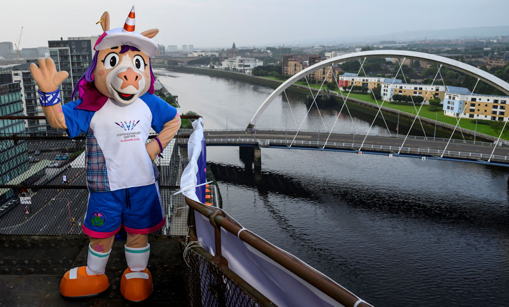 Finnie the mascot of  Glasgow 2026 Commonwealth Games