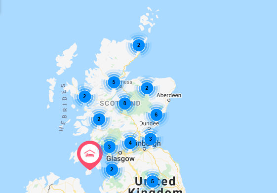 Search B&Bs by map of Scotland