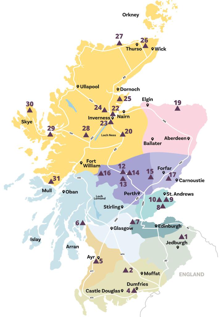 B&B map of Scotland
