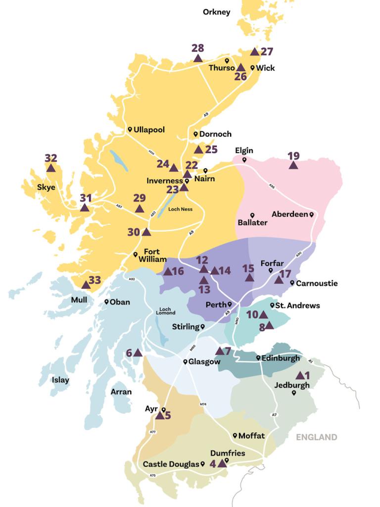 B&B map of Scotland